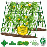 50x50 Cucumber Trellis for Raised Bed - A Frame Garden Trellis for Climbing Plants Outdoor - Cucumbers, Pea, Zucchini, Squash,Tomato, Green Bean, Vine, Watermelon, Melon, Pumpkin