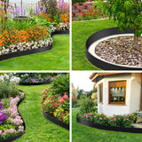 Kafuzi 4IN x 33FT Landscape Edging, Garden Edging Borders with 40pcs Metal Stakes, Flexible Plastic Garden Border for Lawn, Landscaping, Flower Beds, Trees and Yard