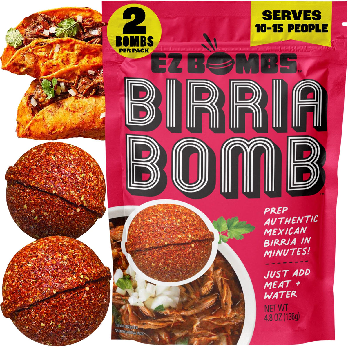 EZ Bombs Birria Bomb Seasoning - Pack of 2, Mexican Spice Mix
