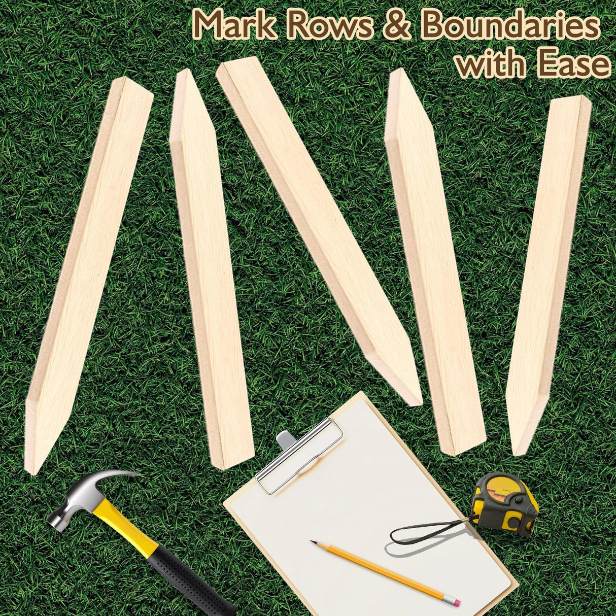 25 Pcs 12 Inch Wood Stakes, Sturdy Wooden Garden Stakes with Pointed Tip