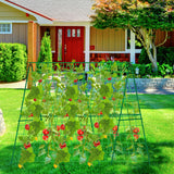 48 x 48 Inch Foldable Cucumber Trellis for Raised Bed- A-Frame Garden Trellis for Climbing Plant Outdoor with Climbing Net and Plant Support Clip for Outdoor Plants Zucchini Vegetables Tomato Flowers