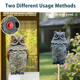 Owls to Keep Birds Away, Solar Owl Decoys to Scare Birds Away, Small Fake Owl for Bird Control, Resin Owls Outdoor Decor with Rotating Head and Lighted Eyes, Animal Deterrent for Outside, Garden