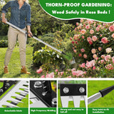Iron Weeding Rake with Long Handle 2.0, Upgraded 8 Teeths Garden Weed Puller Tool Heavy Duty Gardening Tool for Lawn, Flower Beds & Soil Aeration