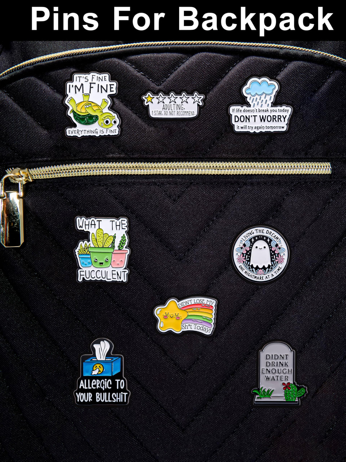 Funny Enamel Pins for Adults – Metal Humorous Sarcastic Pins for Backpacks, Jackets & Hats – Gift for Coworkers & Friends (Funny)