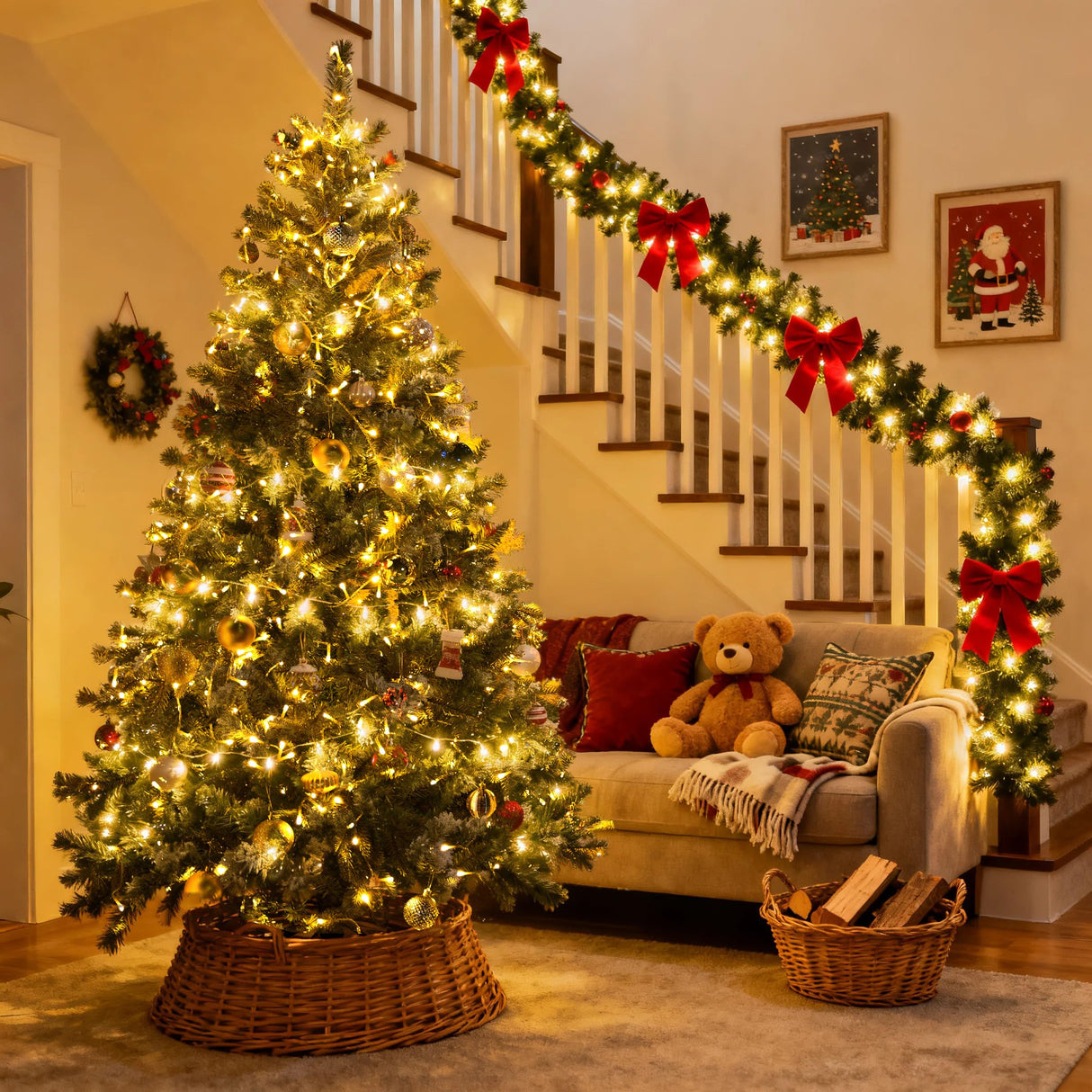 JMEXSUSS 2 Pack Battery Operated Christmas Lights with Remote, Total 66ft 200 LED Battery String Lights Outdoor Indoor, Warm White Twinkle Light for Christmas Tree Bedroom Porch Garland Yard Decor