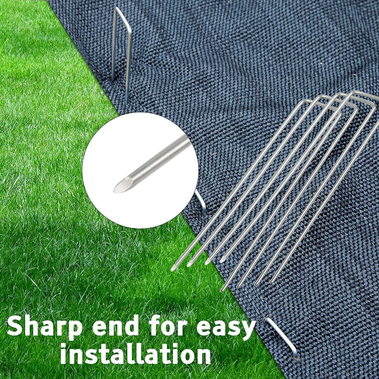 200 Pcs 6 inch Garden Landscape Staples Galvanized Pins Lawn Stakes for Weed Barrier Ground Cover,U-Type Heavy Duty