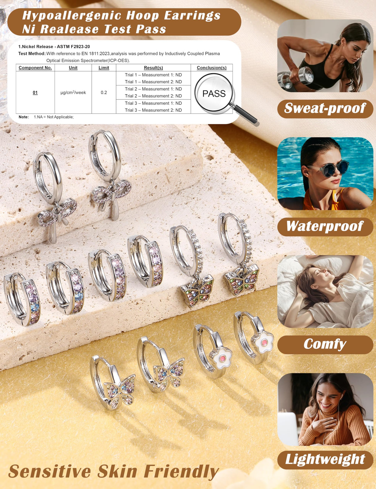 LOYALLOOK Cute Silver Small Hoop Earrings for Women Hypoallergenic