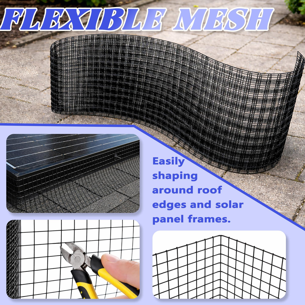 PROLEE Solar Panel Bird Guard with 100 Fastener Clips, 6 Inch x 100 FT Critter Guard for Solar Panels, 1/2 Inch PVC-Coated Galvanized Wire Mesh with Cable Cutter, Black