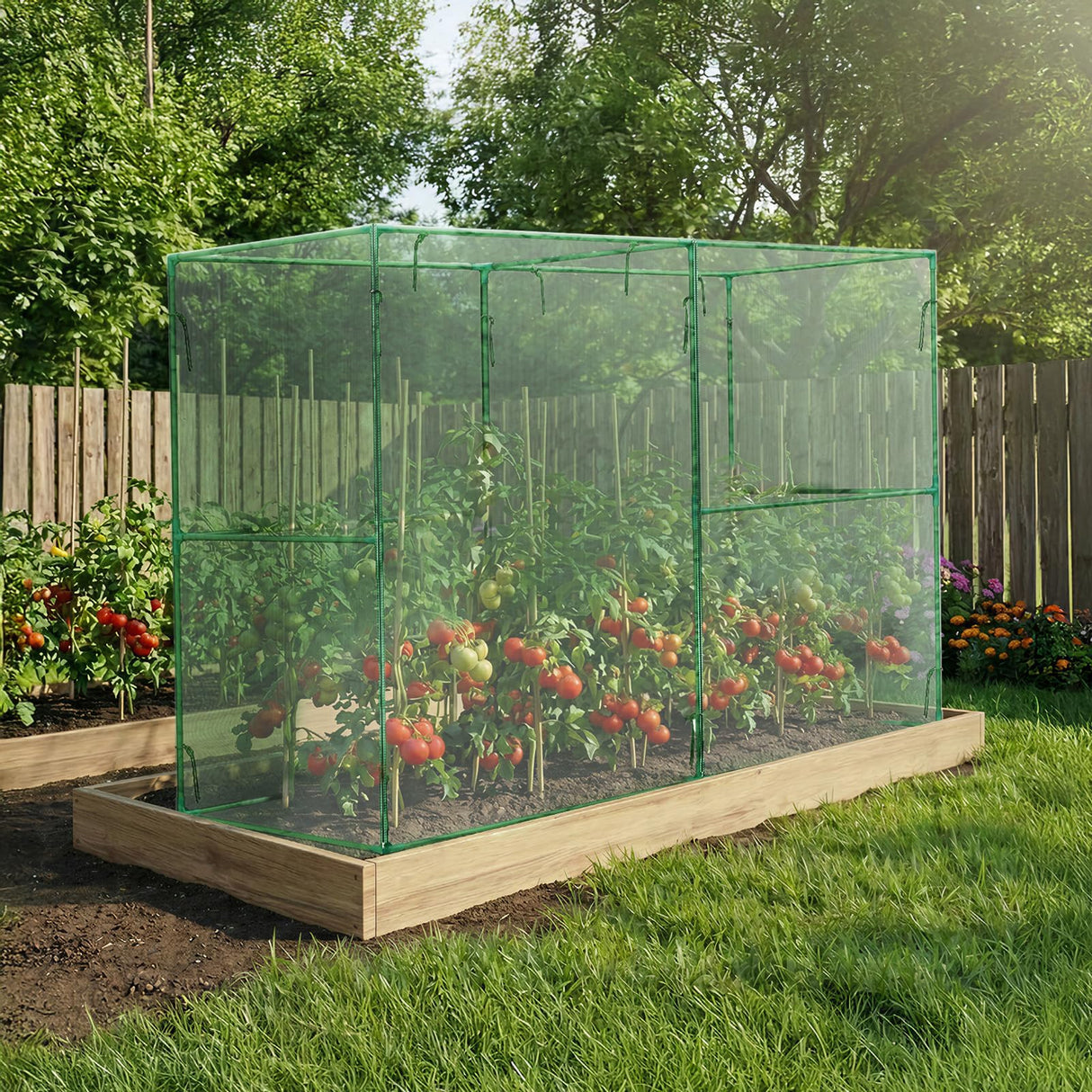 BPS Crop Cages for Garden Plant, 8x4x6 Ft Plant Netting Protection Tent with Zippered Door for Plants, Raised Garden Bed Cover with Frame for Vegetables, Fruits and Flowers