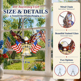 SUNCKET America 250th Independence Day 4th of July Decorations American Bald Eagle 7.8 Inch Stained Glass Window Hanging Suncatcher