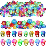Leyndo 48 Pack LED Light up Rings Halloween Party Favors for Kids, Glow in The Dark Party Supplies Colorful Bumpy Jelly Rubber Finger Light for Halloween Treat Toy Christmas Goodie Bag Stuffers(Mixed)