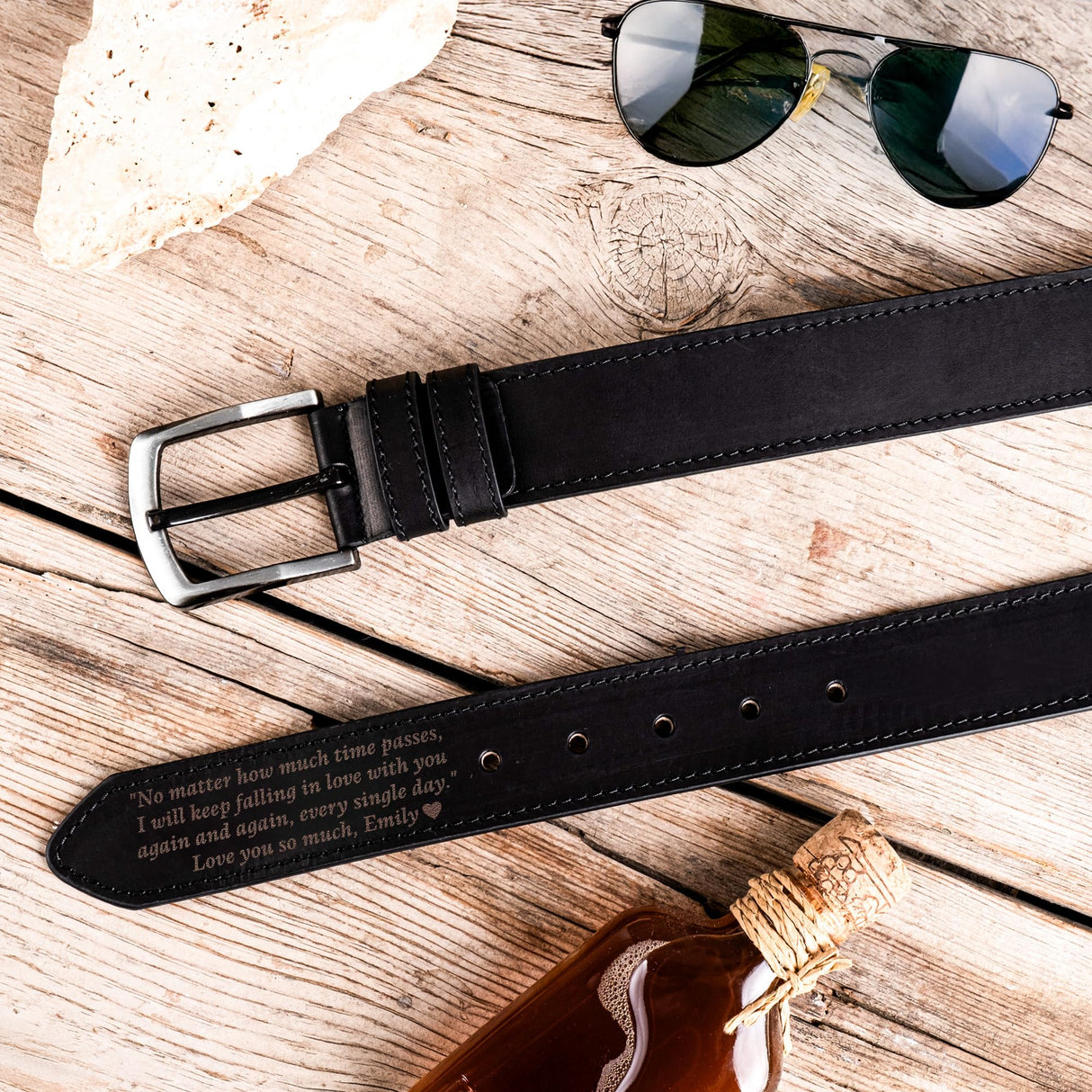 Custom Engraved Leather Belt, Personalized Genuine Leather Adjustable Strap with Hidden Message, Name, Initials, Date, Unique Gift for Husband, Father, Wedding, Anniversary, Valentine, Christmas
