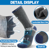 MOGGEI Merino Wool Hiking Socks for Men Warm Thermal Winter Cozy Work Crew Socks Gifts Stocking Stuffers 5 Pairs (Dark Pinstripes A,L)