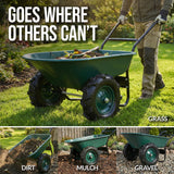 Best Choice Products Dual-Wheel Wheelbarrow Garden Cart - 500 lb Capacity, Extra-Large Wheels, Built-in Stand, for Yard, Garden & Landscaping - Green