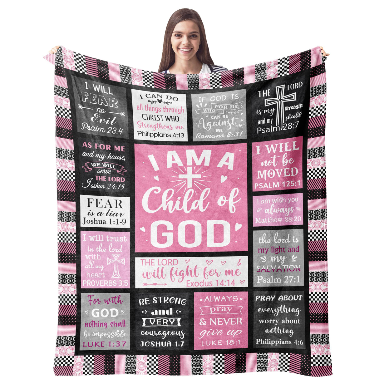 CUJUYO Christian Gifts for Women Blanket 80"x60" - I Am a Child of God Blankets - Inspirational Religious Catholic Spiritual Christmas Birthday Gifts for Women