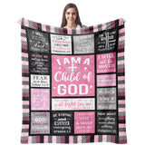 CUJUYO Christian Gifts for Women Blanket 80"x60" - I Am a Child of God Blankets - Inspirational Religious Catholic Spiritual Christmas Birthday Gifts for Women