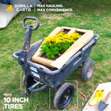 Gorilla Carts 4- Pack 10 Inch No-Flat Replacement Wheels, Heavy Duty Solid Tire - Airless Polyurethane Tires w/ 2.16” Hub, 5/8” Bore for Lawn & Garden Utility Cart and Hand Truck