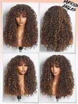GORGIUS Shaggy Haircuts Natural Highlight Curly Wigs with Bangs Crafted with Style-Archive Technology: Premium Fiber & Remy Human Hair Blended, Realistic Look with True Scalp