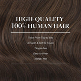 GOO GOO Clip in Hair Extensions Real Human Hair, Remy Human Hair Extensions Clip ins for Women, Natural Human Hair, 16inch 120g 7Pcs, 4A Chocolate Brown