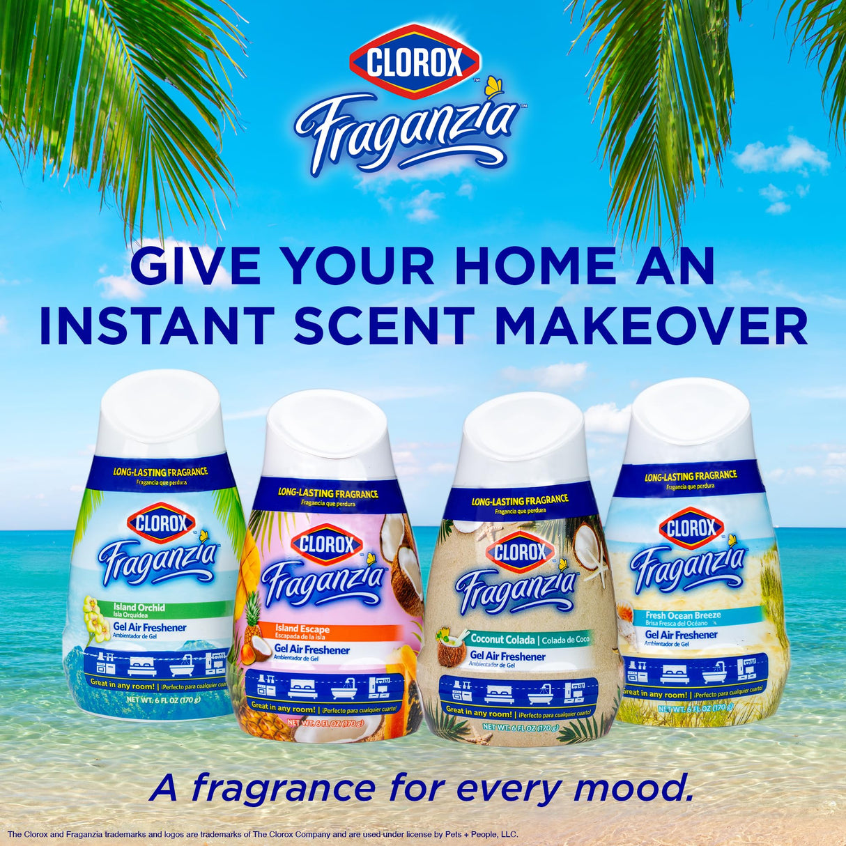 Clorox Fraganzia Cone Gel Air Freshener, Twist Open Adjustable Solid Air Deodorizer for Small Indoor Spaces, Continuous Fresh Ocean Breeze Scent for Bathroom Office Closet Odor Control, 6 Oz - 12 Pack