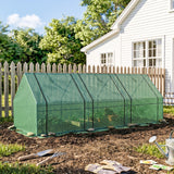 Outsunny 9' x 3' x 3' Mini Greenhouse with Zippered Doors & Roll-up Windows, Portable Plant Hot House with PE Cover, Water Resistant, UV Protected for Outdoor Flowers, Vegetables, Green