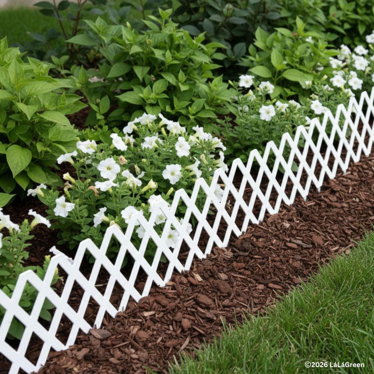 LaLaGreen Garden Edging Border (23x8.5in, 10 Pack) White Plastic Fence
