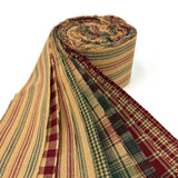 Vintage Christmas Homespun Cotton Red Green Fabric 22 pc 2.5" X 44" Precut Roll (Jelly Roll) by JCS
