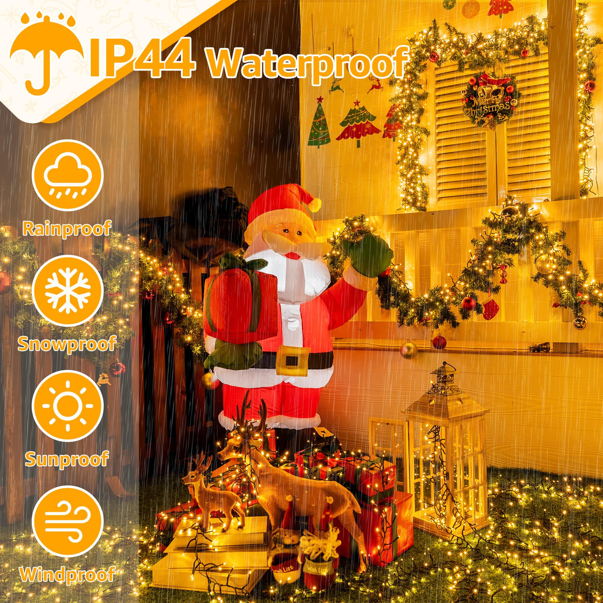 Ollny Cluster Christmas Lights 1000LED 49FT, Warm White Tree Lights 8 Modes Timer Remote, Waterproof String for Outdoor Indoor Outside Garland Xmas Decorations