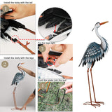 TERESA'S COLLECTIONS Garden Decor Blue Heron Sculptures & Statues Decor, 33.8 Inch Coastal Metal Cranes Decoy for Outdoor Outside Yard Art Patio Pond Pool Lawn Decorations,Housewarming Gift