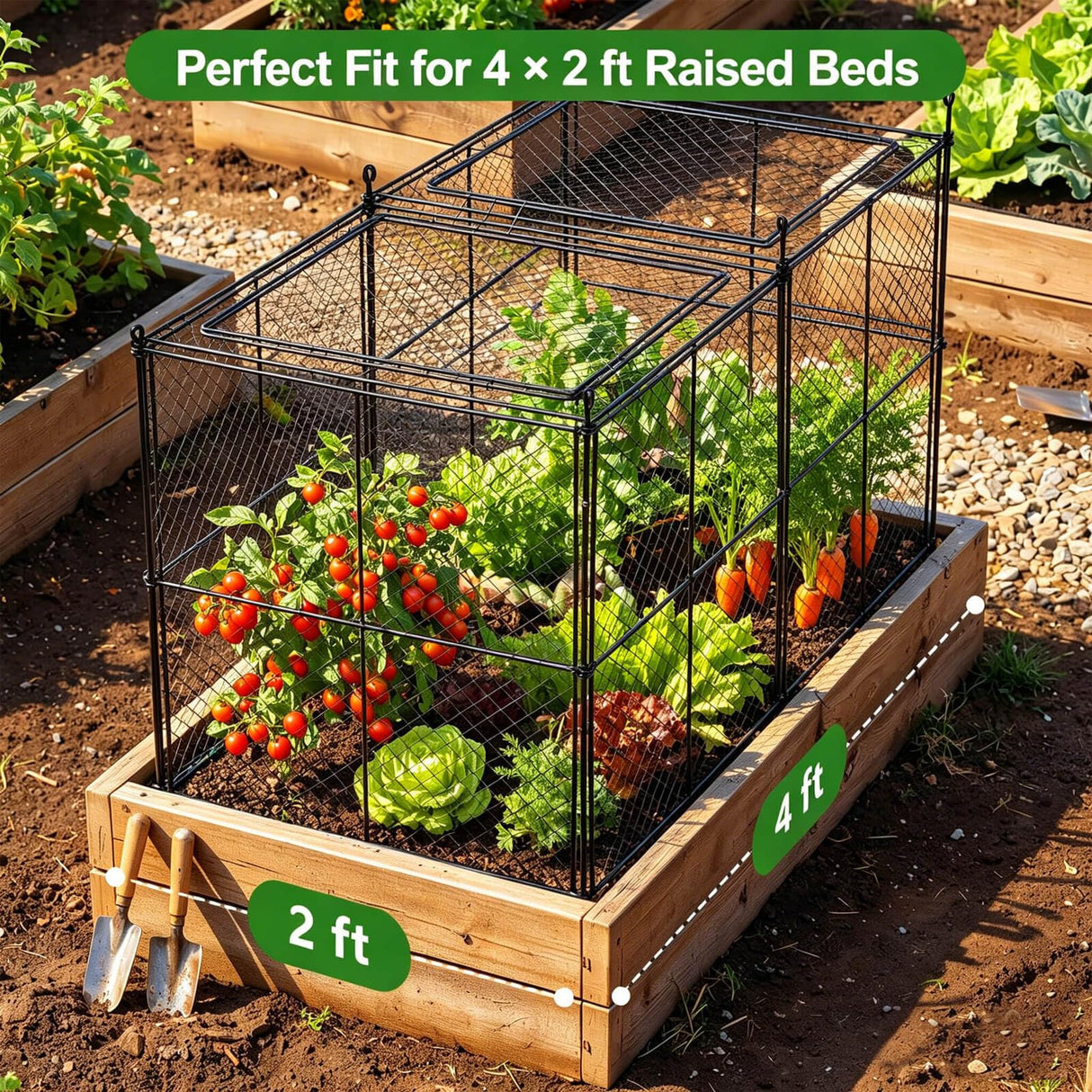 TAOMENNI Crop Cage, 45"×23"×24" Garden Cage to Keep Animals Out, Chicken Wire Cloche, Heavy-Duty Plant Protector for Raised Garden Bed, Protect Vegetables from Rabbits Squirrels