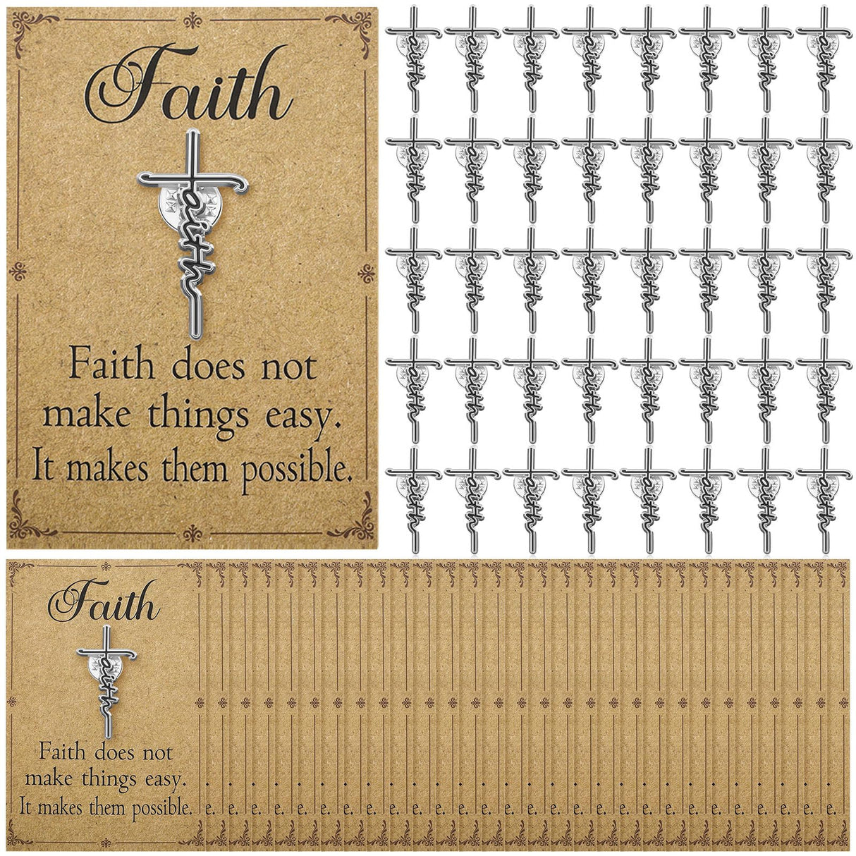 Landical 50 Pcs Christian Cross Lapel Pins Hard Enamel Faith Brooch Gifts