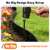 ESOHOT 4 inch Tall Landscape Edging Kit 120FT Garden Edging with 210 Spikes for Lawn Edging and Flower Beds (Black, 120FT)