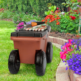 Pure Garden Rolling Garden Cart with Seat, Terracotta