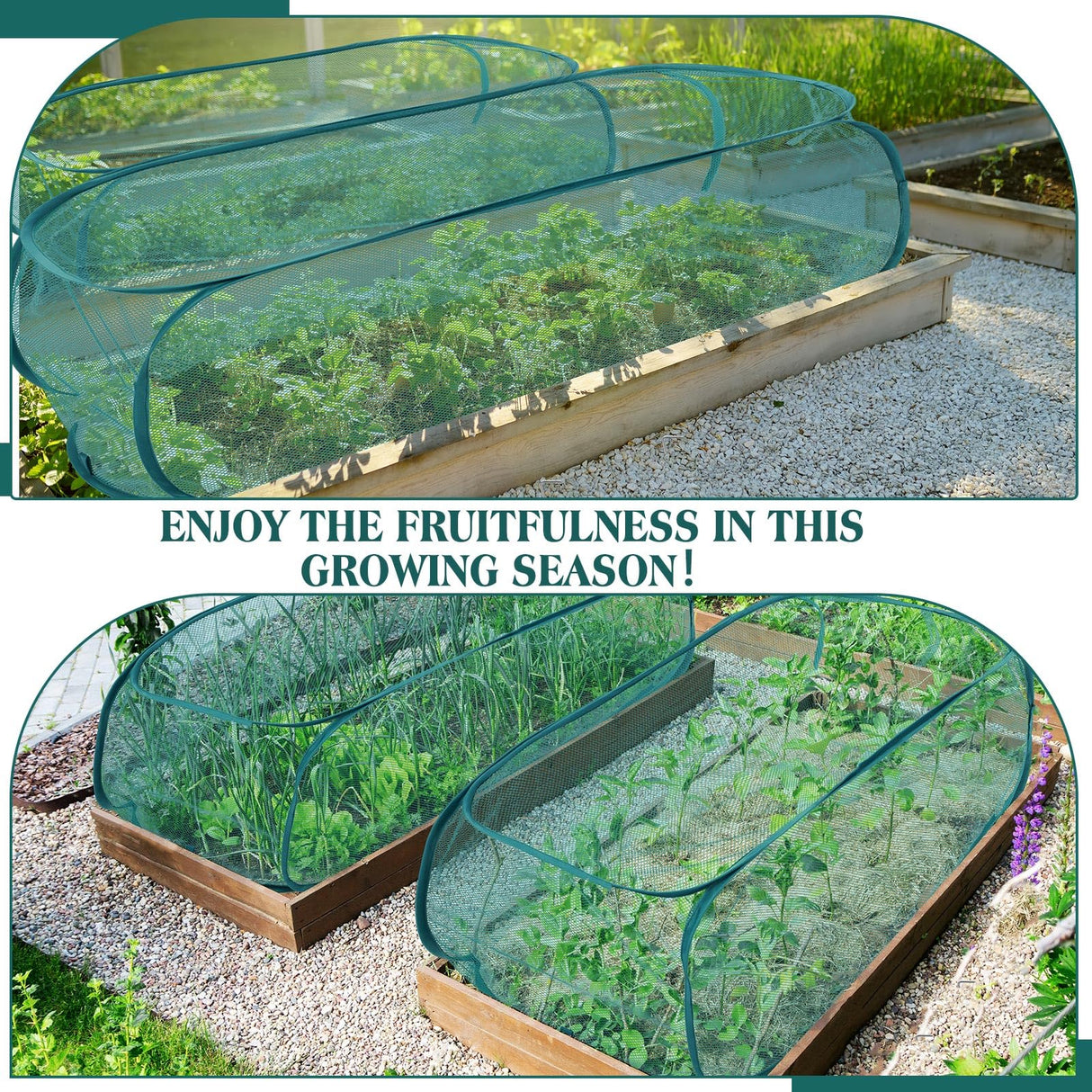 Threehoney 6 Pack Pop up Mesh Plant Covers Outdoor Plant Protector with Ground Nails for Garden Net Guard for Protecting Vegetables Fruits Seedlings Flowers from Animals 35" L x 14" W x 16" H