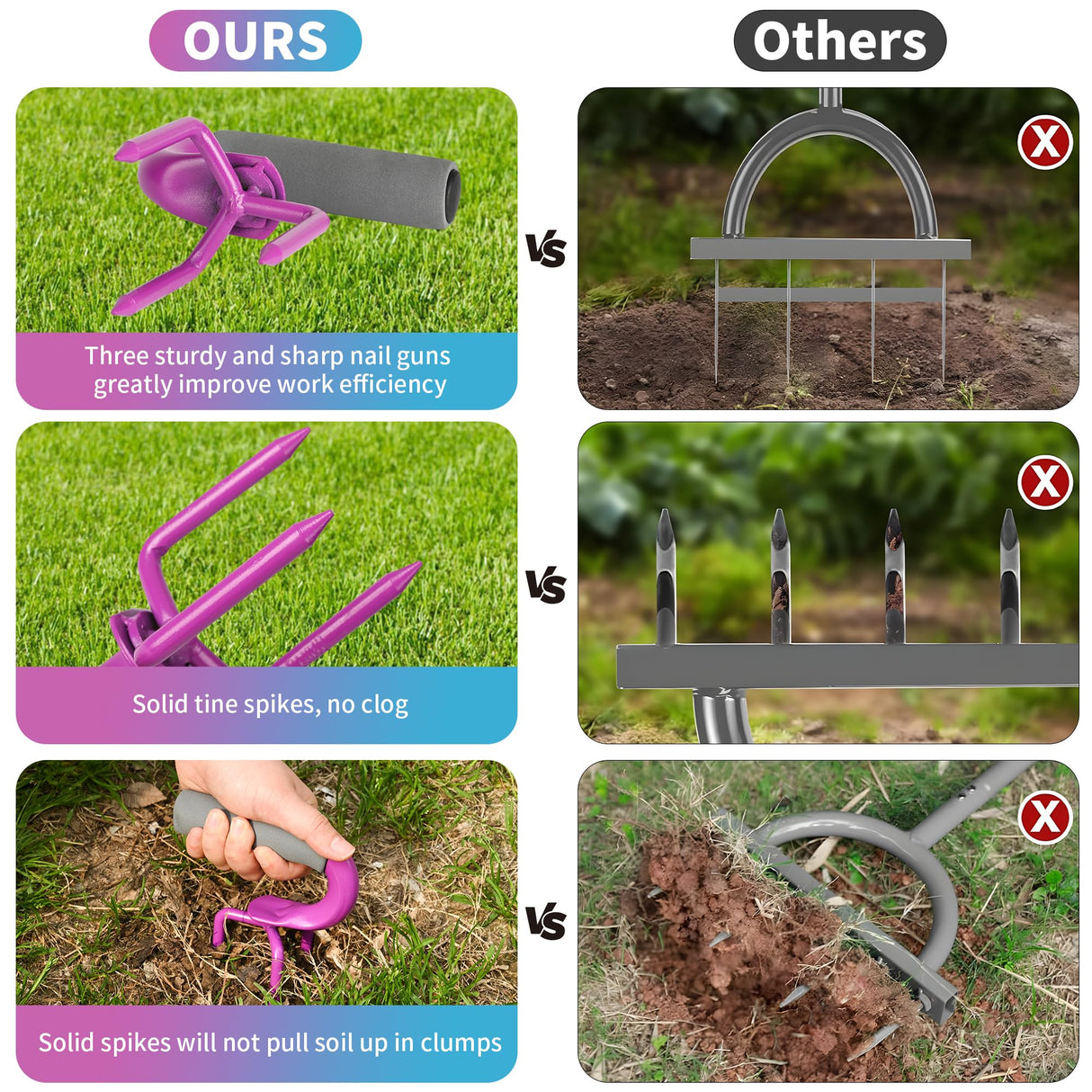 2packs,Earth Tiller，Pot Tiller，Hand Tiller Claw Cultivator，Loosen the Claws，Loosen the Gripper manually,Garden Weeder Tool for Vegetable Gardening Planting