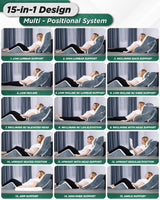 Lunix 4pcs Orthopedic Bed Wedge Pillow Set, Post Surgery Memory Foam for Back, Knee, Leg Pain Relief, Sitting Pillow for Sleeping, Acid Reflux, GERD, with Hot Cold Pack, FSA HSA Eligible, White Navy
