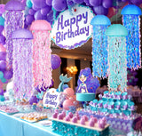OBXT 10" Mermaid Jellyfish Lanterns – Pink Purple Blue Decorations for Mermaid Birthday Party, Under the Sea Theme, Baby Shower, Ocean & Beach Room Hanging Decor (Set of 6)
