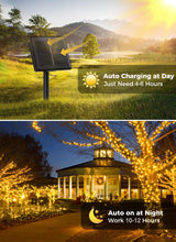 Solar String Lights Outdoor Waterproof, 2 Pack Total 144FT 400 LED Solar Powered String Light with 8 Lighting Modes, Waterproof Patio Lights, Christmas Outdoor Lights for Outside Tree, Warm White