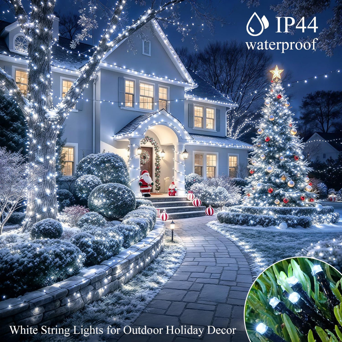 JMEXSUSS 250 LED White Christmas Lights Outdoor, String Lights Plug in