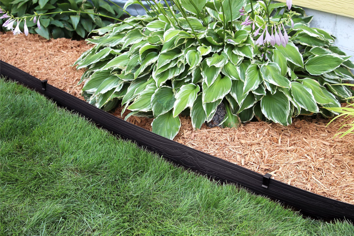Master Mark Landscape Edging Coil, 40 ft x 4 inch Tall Garden Edging Border for Lawn and Pathways, Terrace Board, Black, 10 Stakes