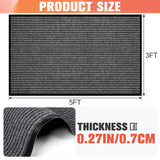 MYFAMIREA Commercial Floor Mat 3' x 5' Extra Large Front Door Industrial Rug Heavy Duty Brush Step Entrance Mat Weather Utility Rug with Non Slip Rubber Backing Low Profile for Entryway, Charcoal Grey