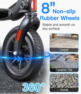 Farani All Terrain Rollator Walkers for Seniors, Lightweight Foldable Rolling Walker with Seat, Sturdy Integrated Molding Frame, Height-Adjustable Handles & Backbrest, 8" Rubber Wheels,Black