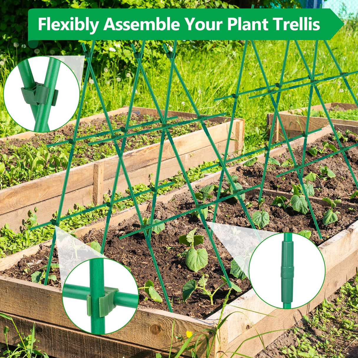 Lezmarket 80 Pack Garden Stakes(16" Each), Plant Support Stakes, DIY 4ft 5ft 6ft 7ft Sturdy Fiberglass Plant Sticks Support Garden Trellis for Growing Climbing Tomato Vegetables Flowers