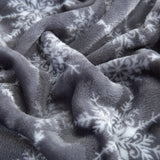 Elegant Comfort Luxuriously Soft 4-Piece Holiday Velvet Plush Flannel Sheet Set - Premium Quality - Cozy Warm, Christmas Fuzzy Velvet Flannel Fleece Deep Pocket Sheet Set - Queen, Gray Snowflake