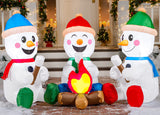 Joiedomi 6 FT Long Christmas Inflatable Snowman with Campfire, 3 Pack Small Snowman with Built-in LEDs Christmas Blow Up Yard Decoration with Light for Xmas Party Outdoor, Garden, Lawn Winter Decor