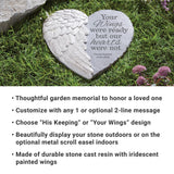 Let's Make Memories Personalized Memorial Garden Stone - Sympathy - Loss of Loved One - Condolences - Indoor/Outdoor - Durable Resin - 3D Wings of Love - Your Wings