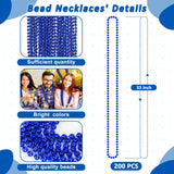 Huskein 200 PCS Beaded Necklace, 33" Mardi Gras Beads, Blue Bead Necklace, Mardi Gras Accessories, Parade Beads Bulk for Hanukkah Christmas Pirate Birthday Gender Costume Party Supplies