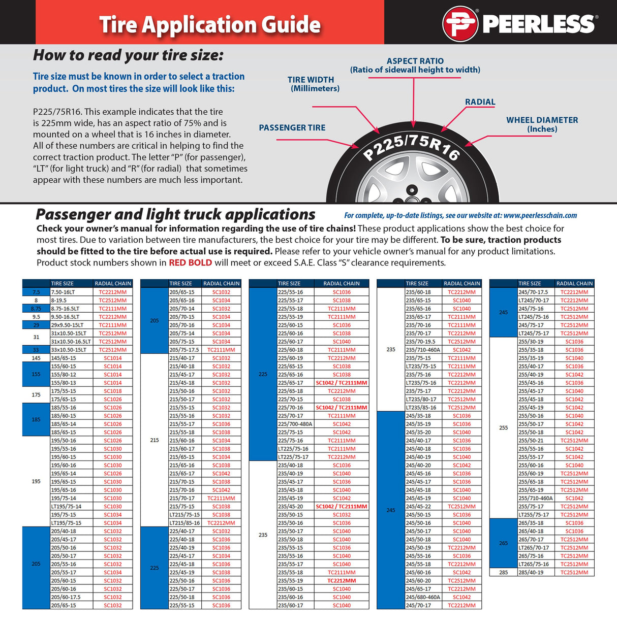 SCC SC1014 Radial Chain Cable Traction Tire Chain - Set of 2