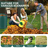 Adjustable Garden Leaf Rake Set, 18" Wide, 25 Tines, 37-79" Handle Metal Leaf Rake with 2 Pack 32 Gallons Leaf Bags and Scoops. Heavy Duty Graden Rakes Set for Lawn, Grass, Shrubs, Flower Beds
