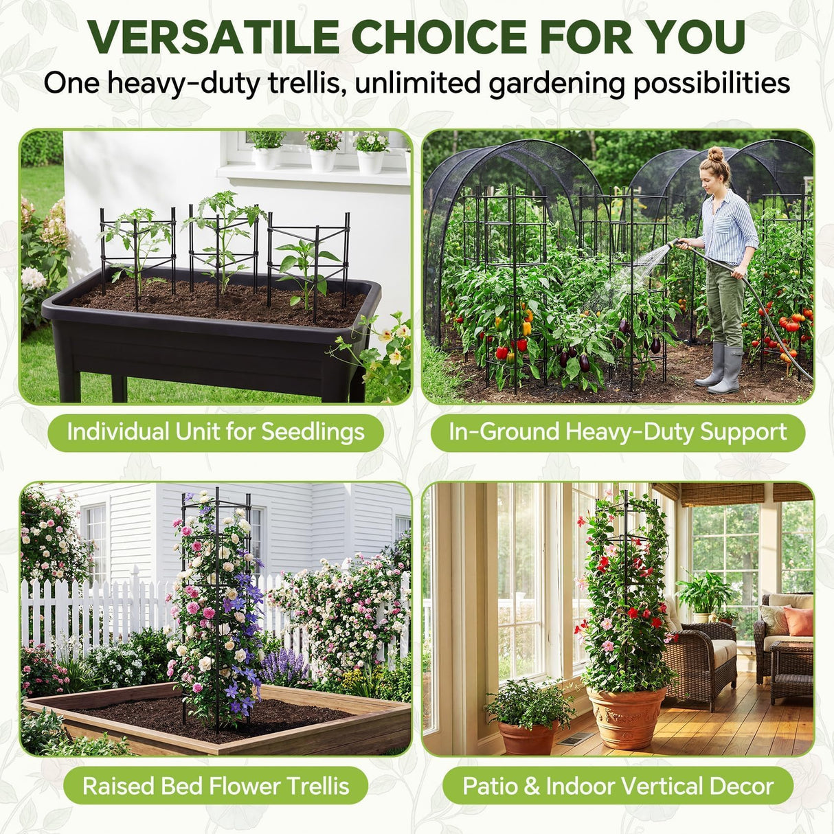 46 Inch Heavy Duty Metal Tomato Cage for Garden - 3 Pack Metal Steel Tomato Cages, Panel-Assembled Garden Trellis, Flexible Shapes Plant Support Set, Rustproof Stackable Trellis for Climbing Plants